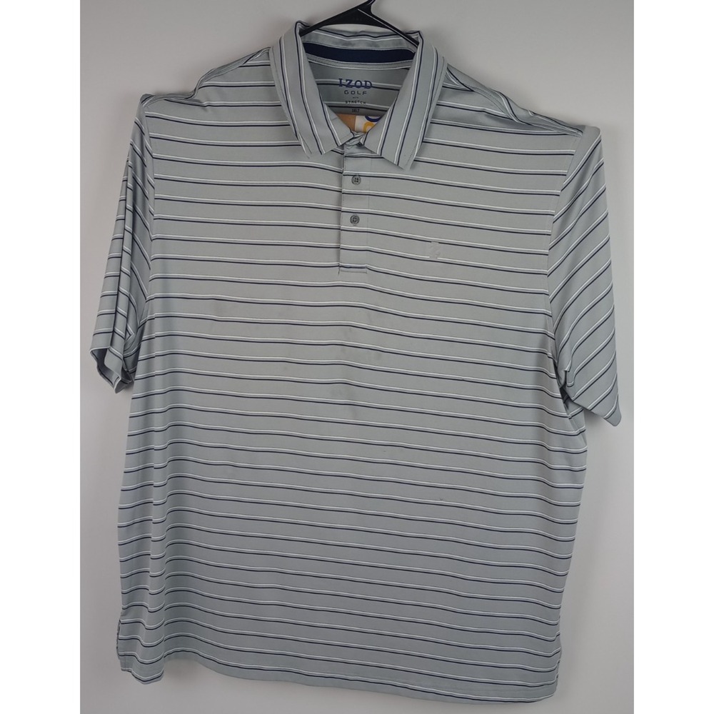 Izod Golf Men's 3XLT Silver Satin Stretch Short Sleeve Vented Collar Polo Shirt